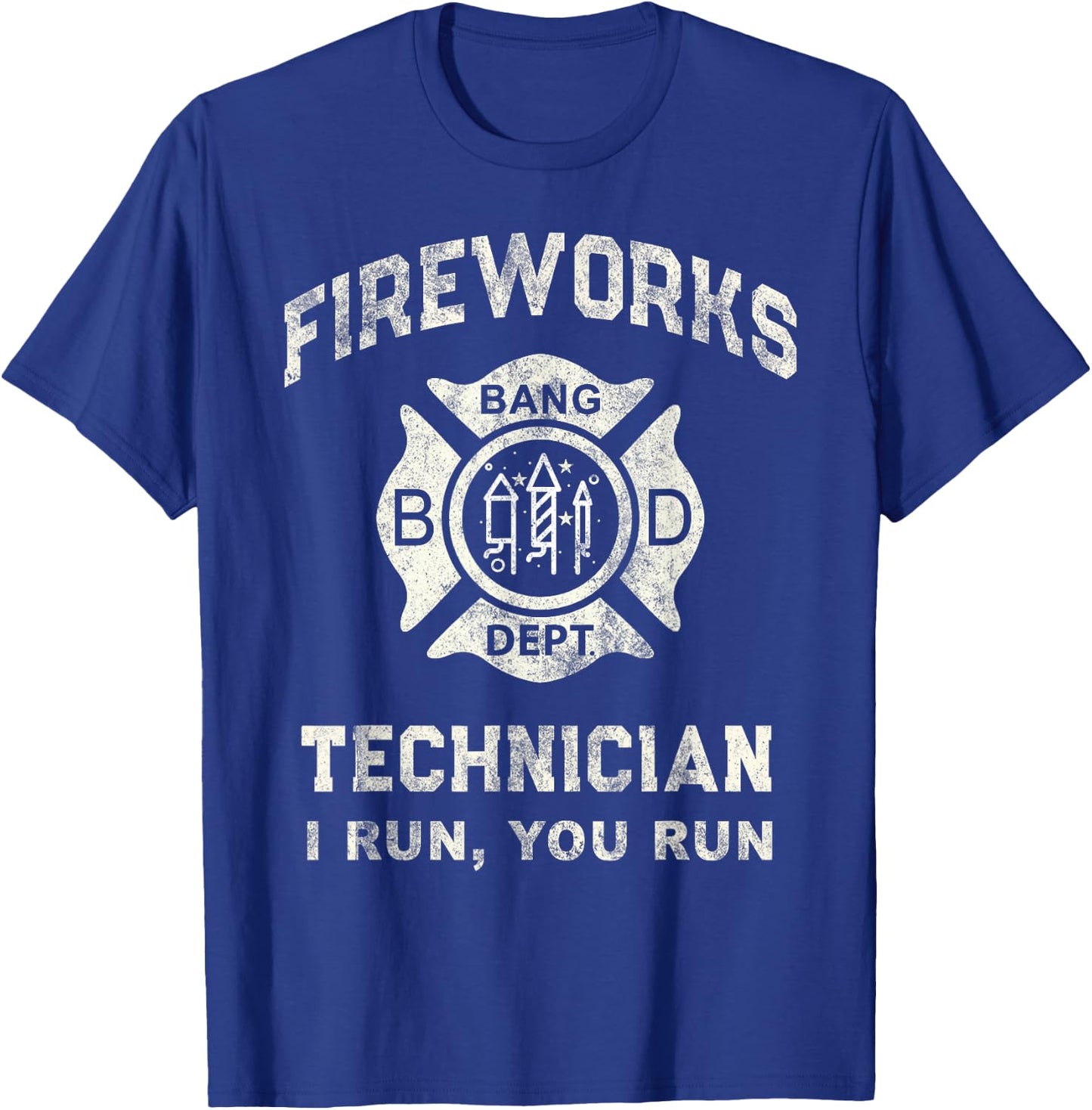 Funny Fireworks Technician Pyro Tech Firefighter America Red T-Shirt - T-Shirt | Royal