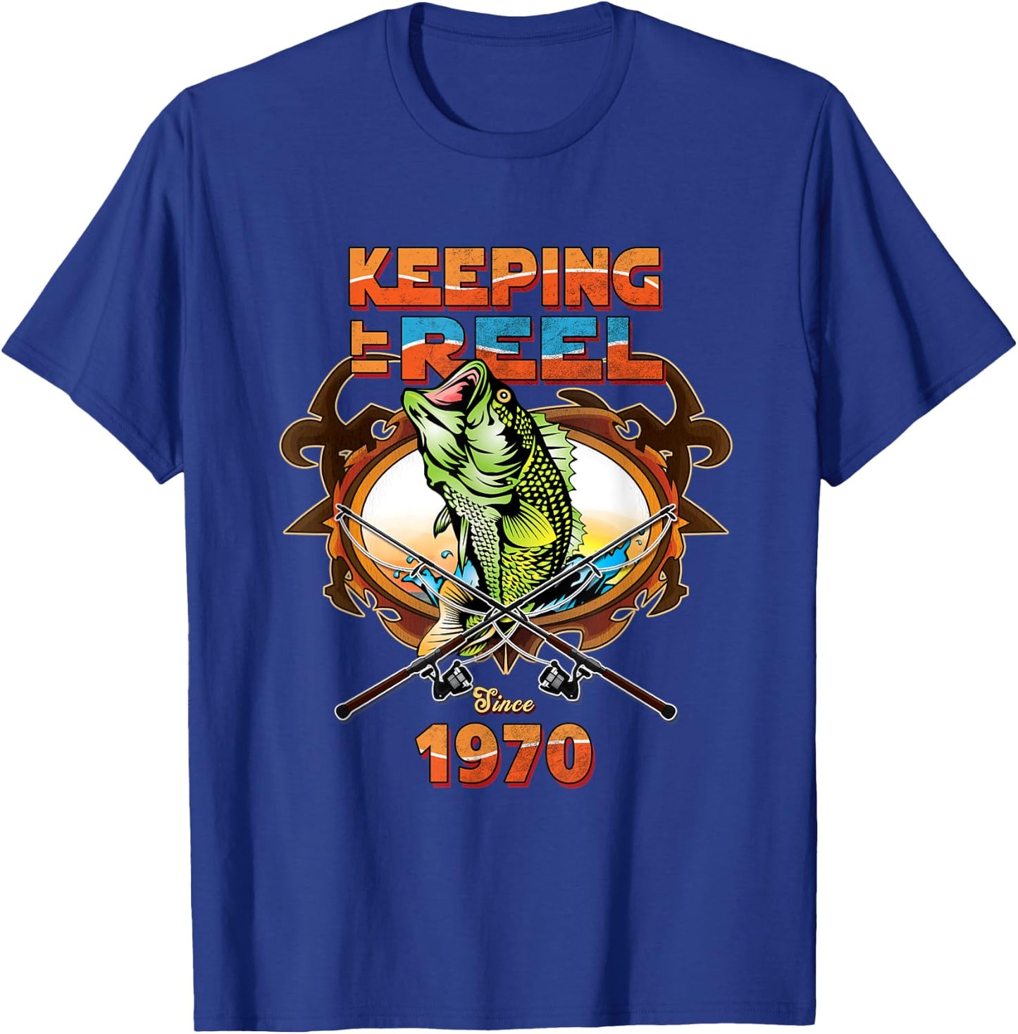 50th Birthday Fishing Shirt Keeping It Reel Since 1970 T-Shirt - T-Shirt | Royal