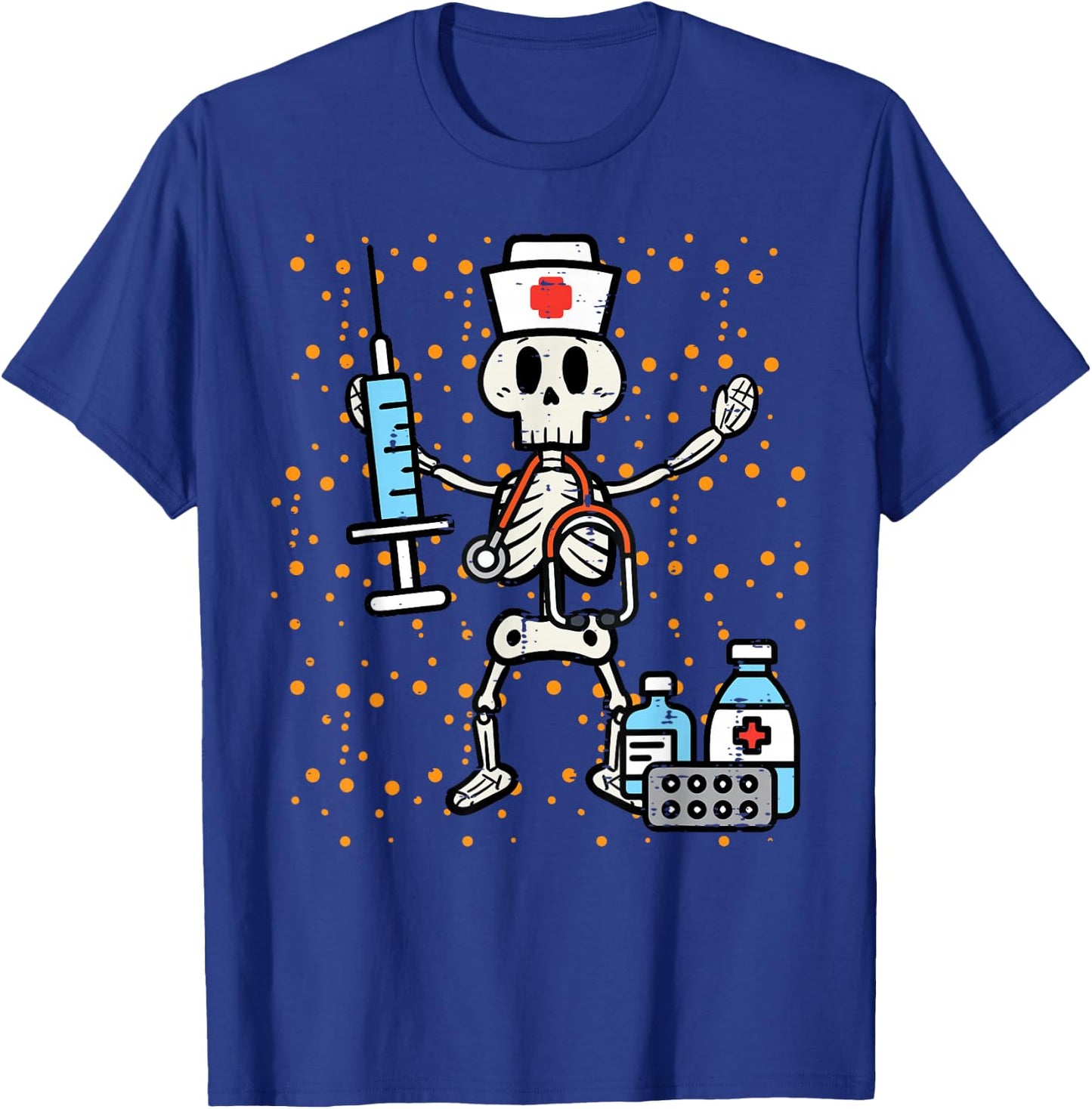 Halloween Orthopedic Nurse Skeleton Scrub Top Costume Women T-Shirt - T-Shirt | Royal