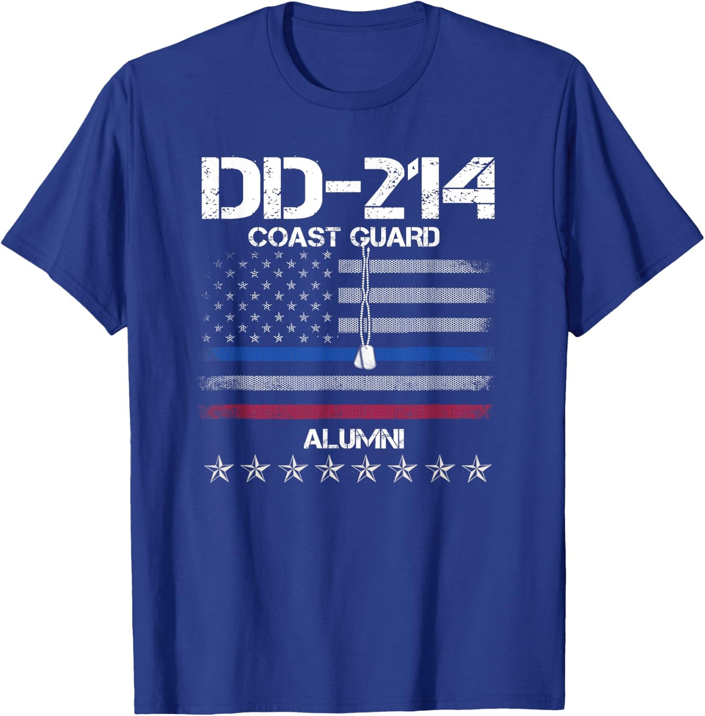 DD-214 US Coast Guard Alumni USCG American Flag Vintage T-Shirt - T-Shirt | Royal