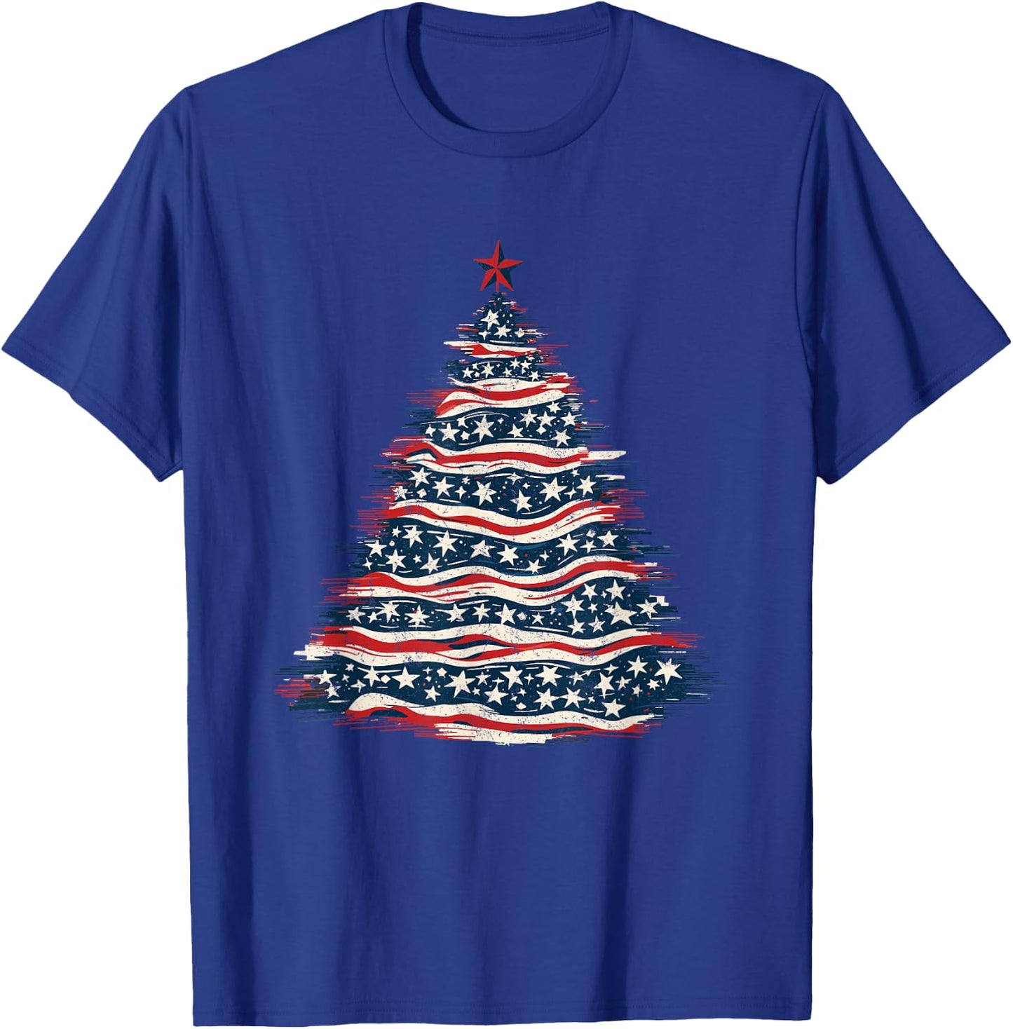 Patriotic American Flag Christmas Tree T-Shirt - T-Shirt | Royal