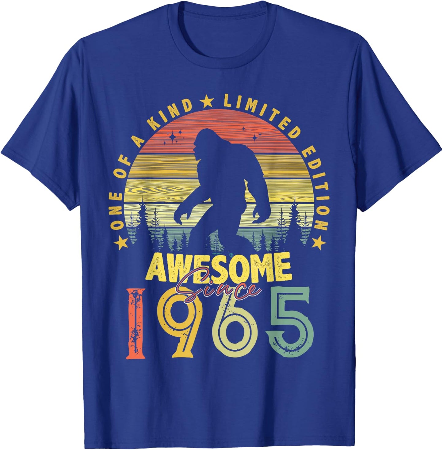 Awesome Since 1965 59th Birthday Gifts Bigfoot Born in 1965 T-Shirt - T-Shirt | Royal
