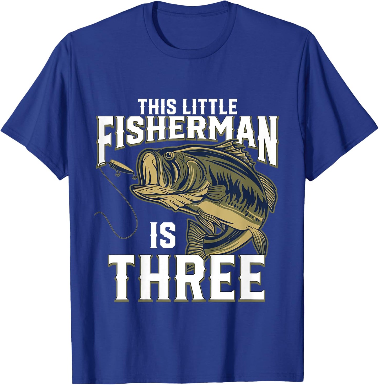 Kids 3 Year Old Fishing Birthday Party Fisherman 3rd Gift Boy T-Shirt - T-Shirt | Royal