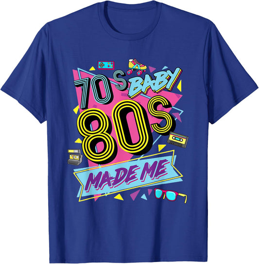 Retro Vintage 70's Baby 80's Made Me Nostalgia Classic T-Shirt - T-Shirt | Royal
