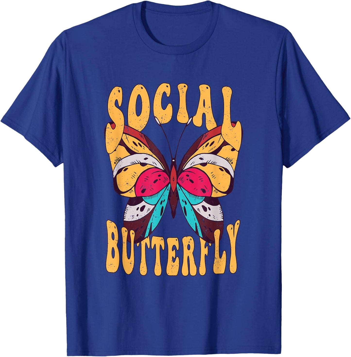 Retro Social Butterfly Bohemian T-Shirt - T-Shirt | Royal