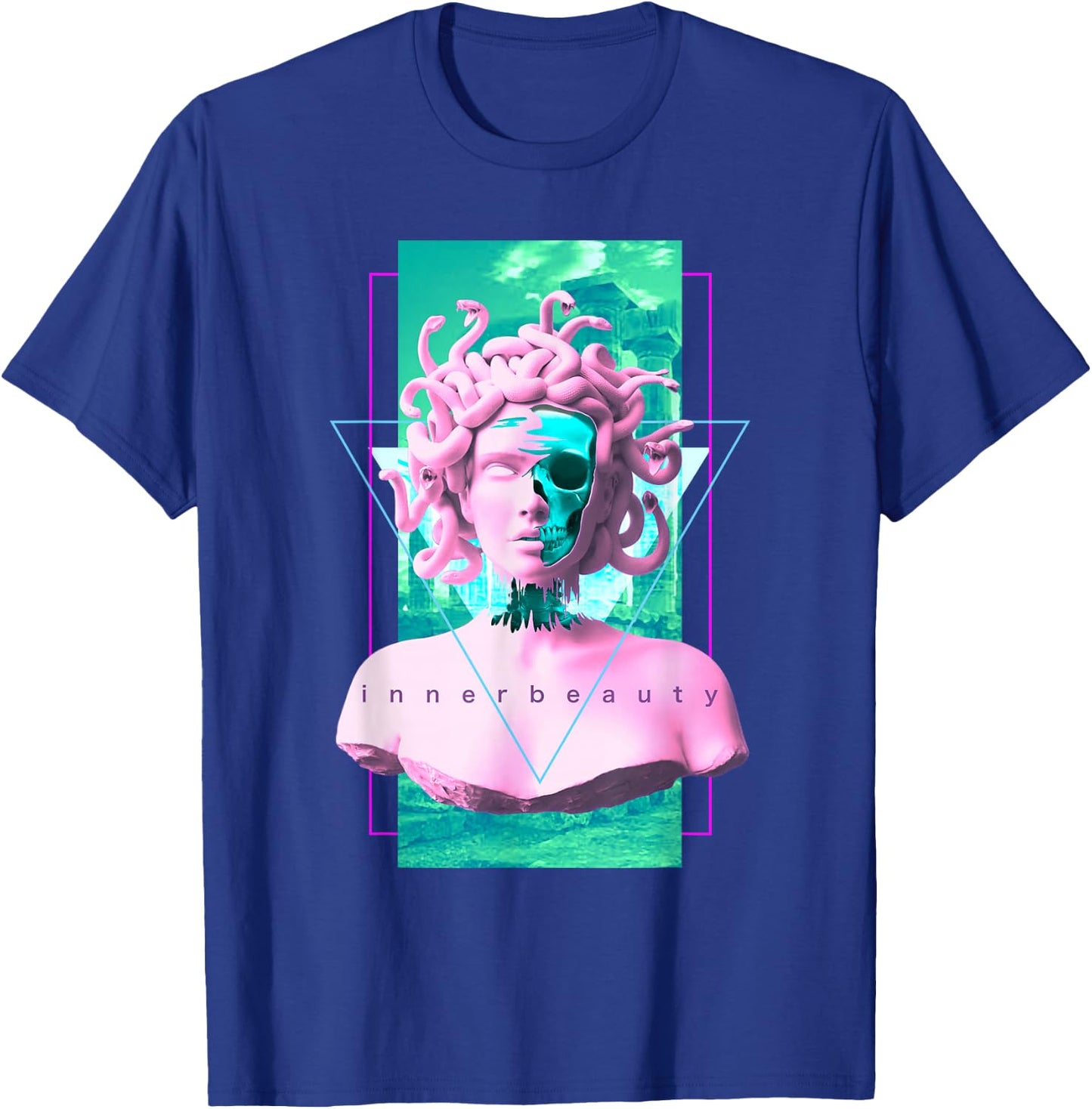 Vaporwave Medusa Skull Statue Aesthetic Art Retro T-Shirt - T-Shirt | Royal