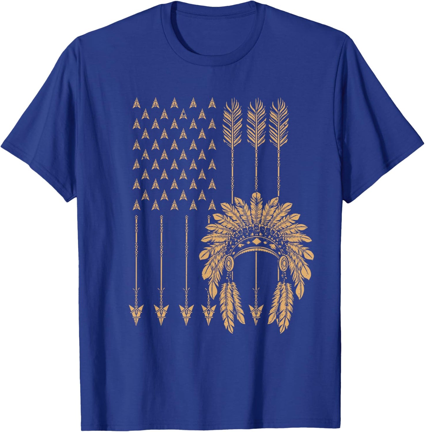 Funny Native American Flag Gift Cool USA Tribe Patriotic Women Girls Kids Men T-Shirt - T-Shirt | Royal