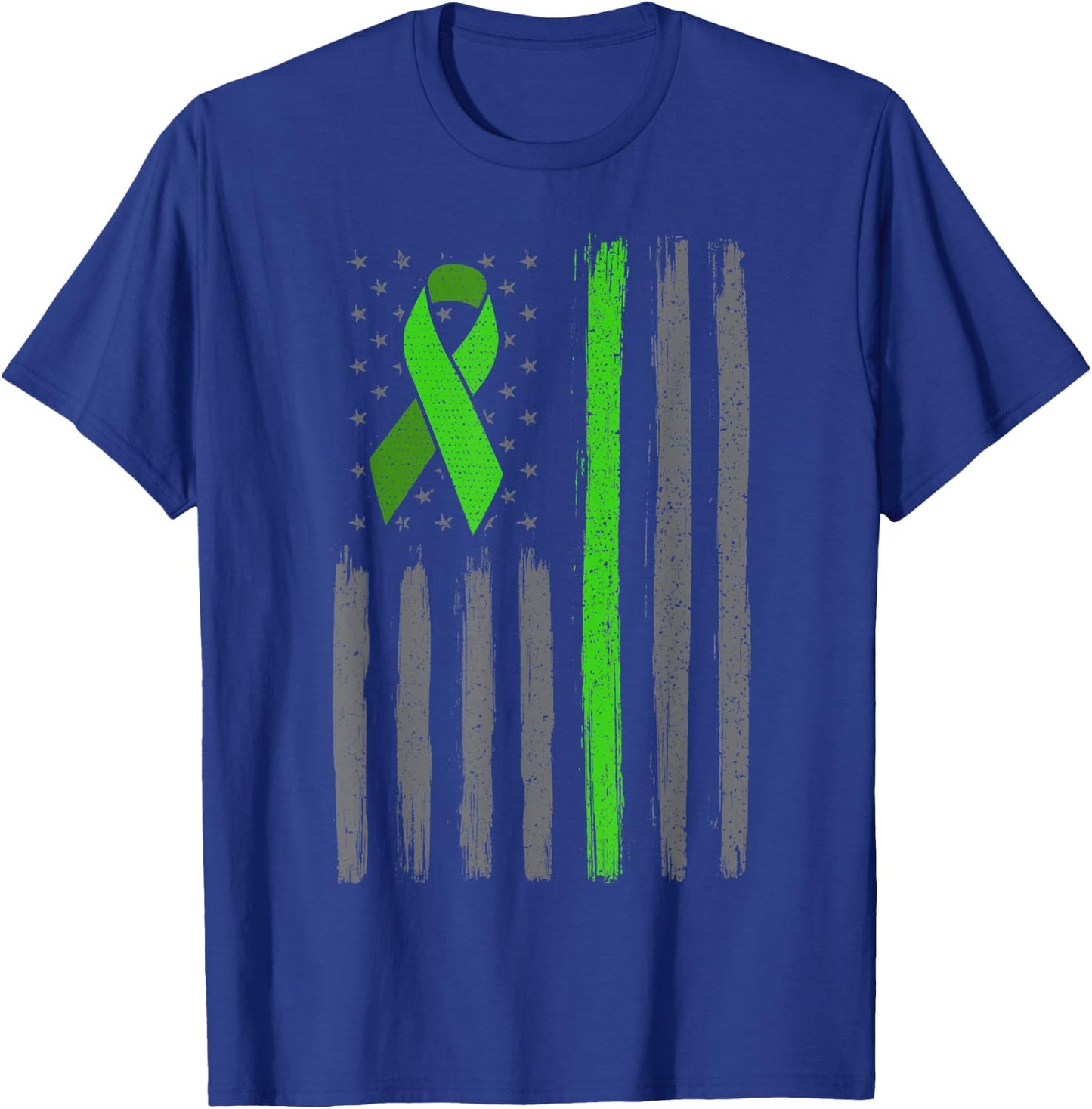 Lime green ribbon flag non hodgkin lymphoma cancer awareness T-Shirt - T-Shirt | Royal