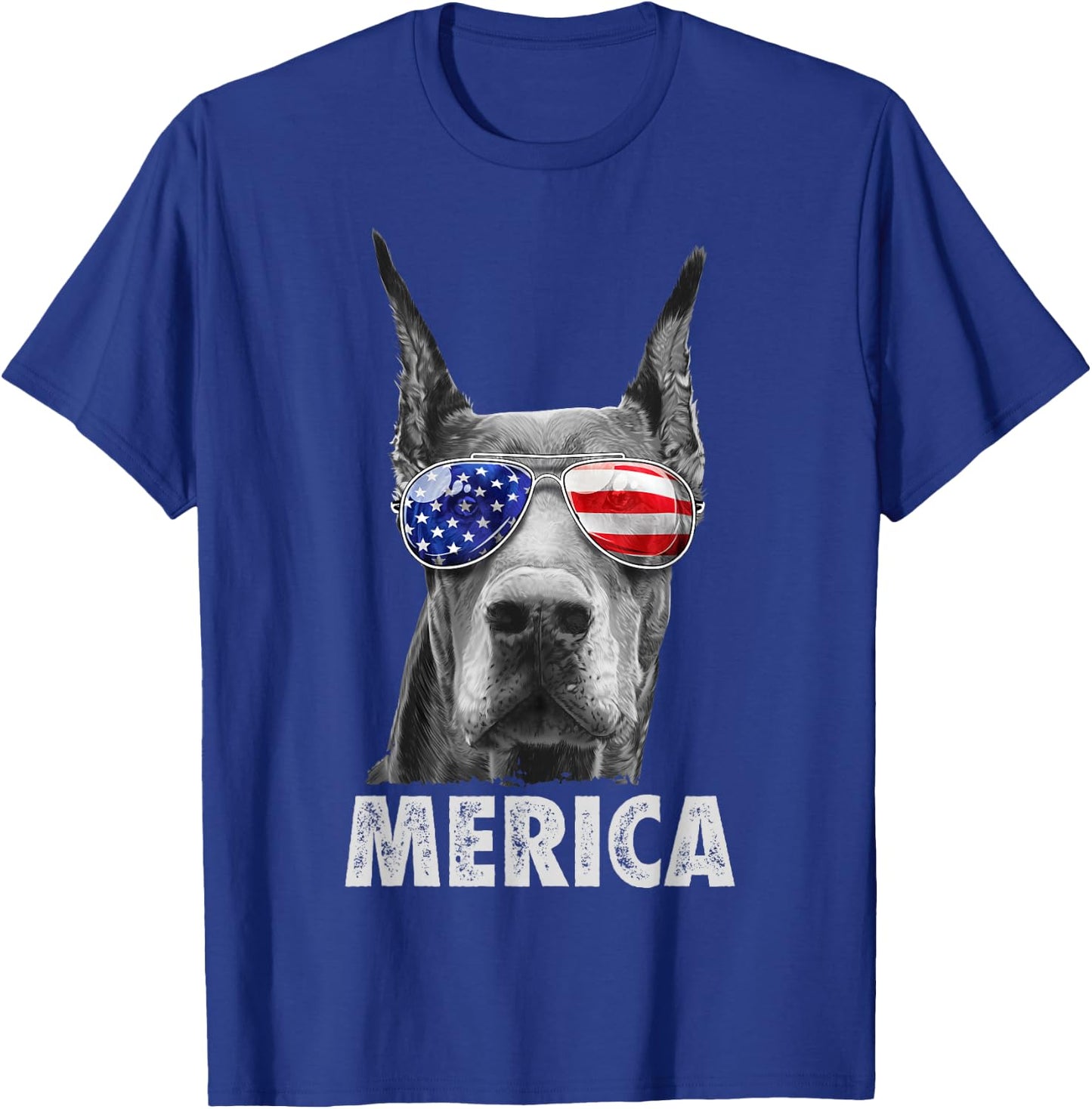 Doberman 4th of July Merica Men American Flag Sunglasses T-Shirt - T-Shirt | Royal
