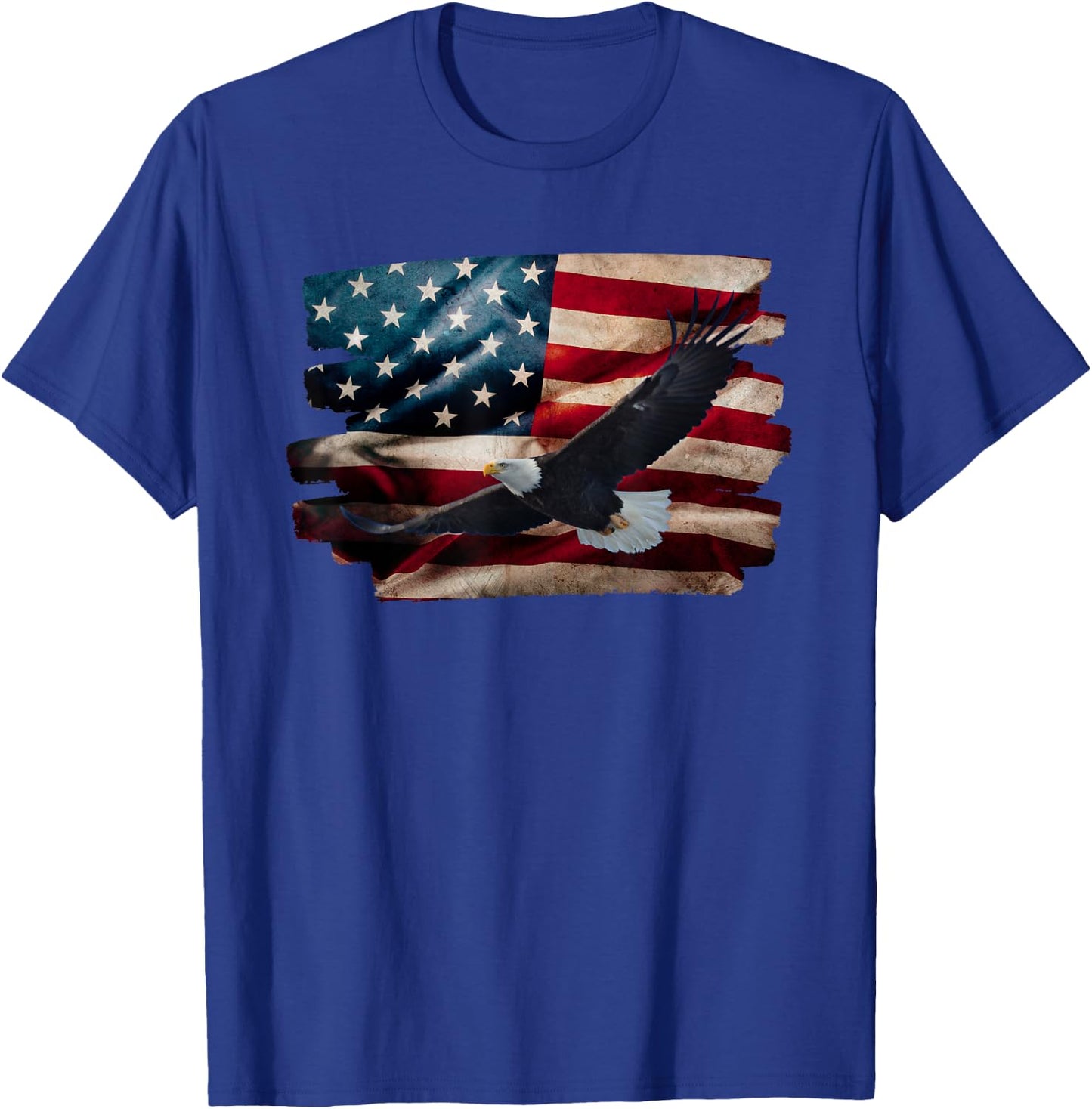 Flying Bald Eagle, American Flag, 4th of July, United States T-Shirt - T-Shirt | Royal