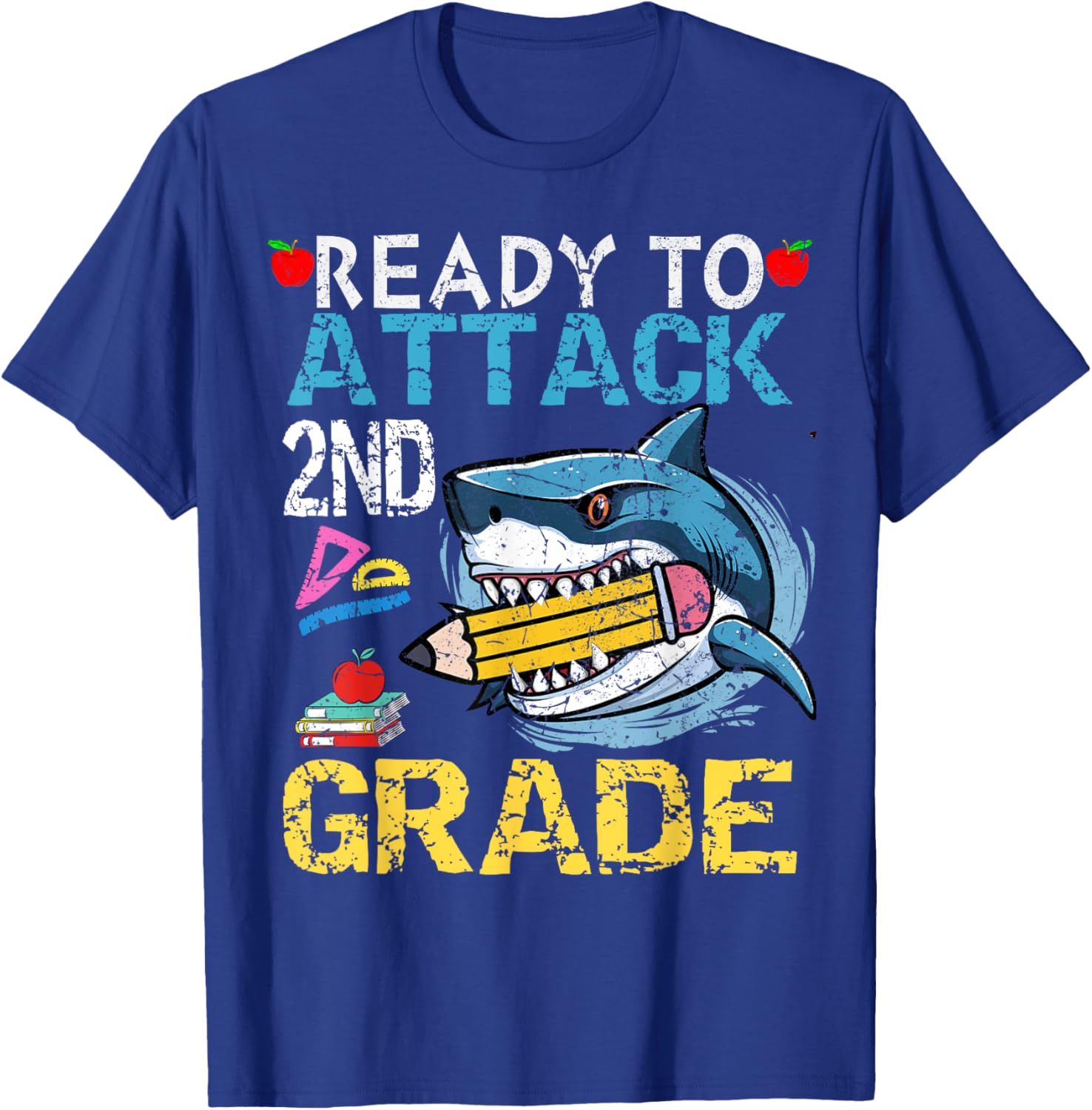 Ready To Attack 2nd Grade Funny Shark 2nd First Day School T-Shirt - T-Shirt | Royal