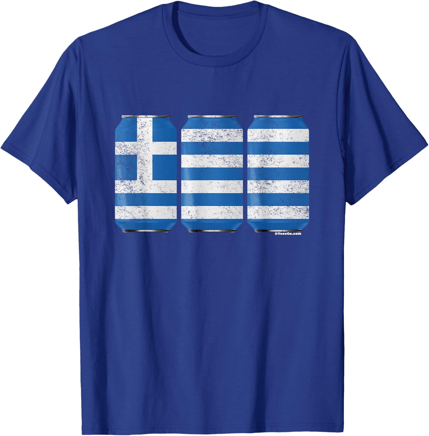 Cool Graphic Beer Cans Greece Flag T-Shirt - T-Shirt | Royal