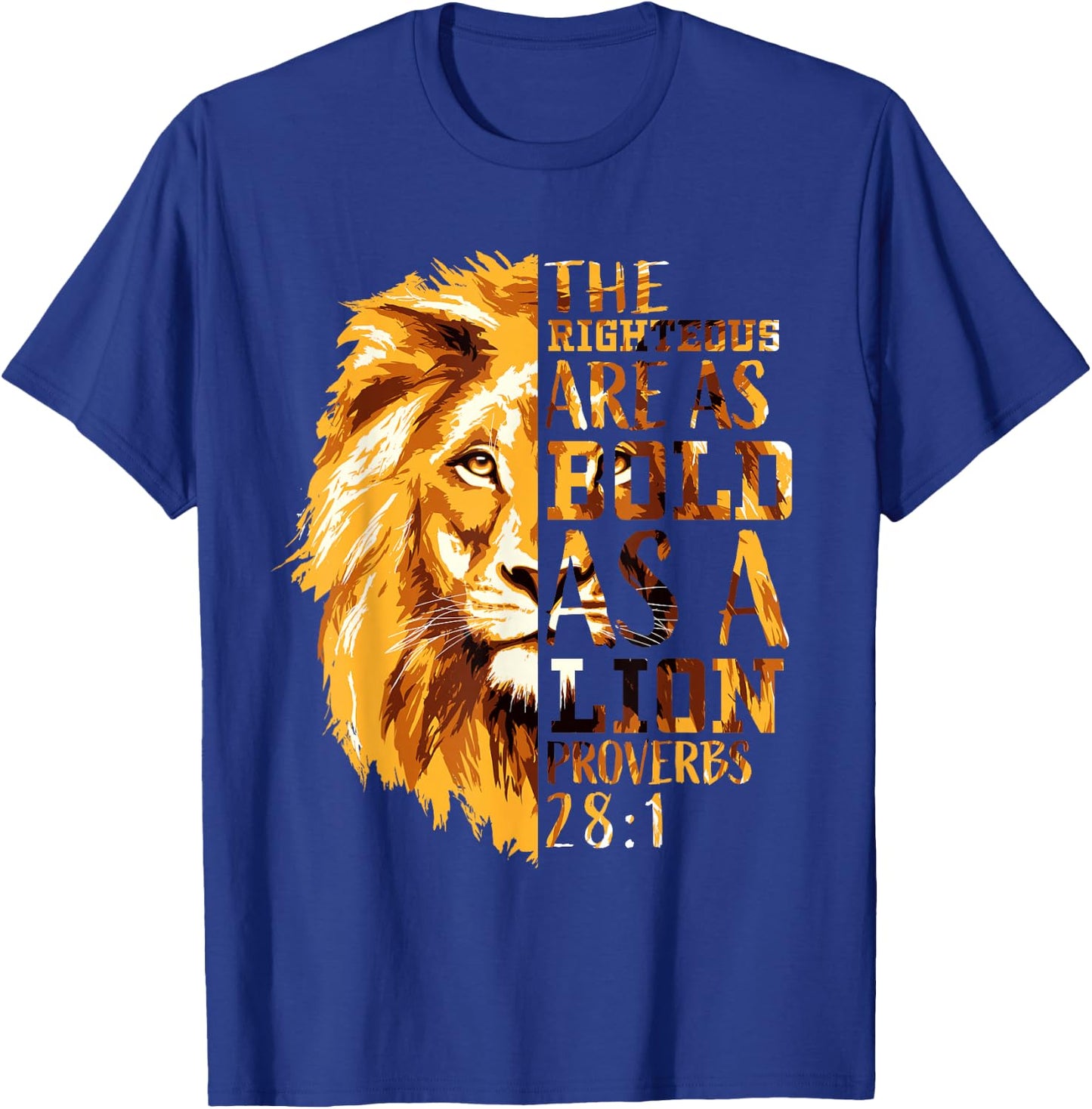 Christian Bible Verse Gifts Men Proverbs 28:1 Lion of Judah T-Shirt - T-Shirt | Royal