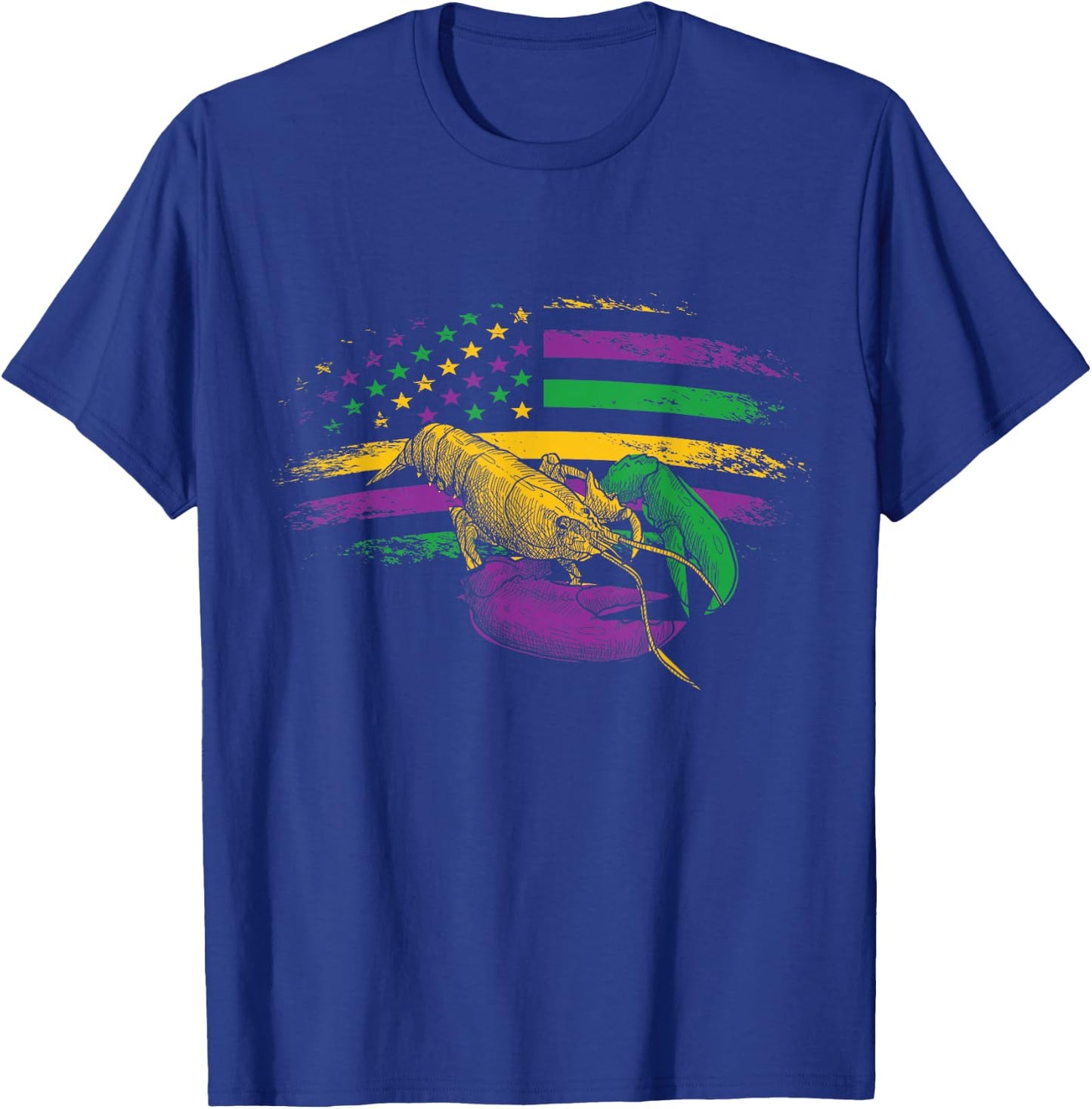 Celebration Carnival Parade US Flag Crawfish Mardi Gras T-Shirt - T-Shirt | Royal