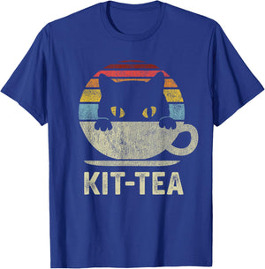 Kit Tea Black Kitty Cat Tea Lover Gift T-Shirt - T-Shirt | Royal