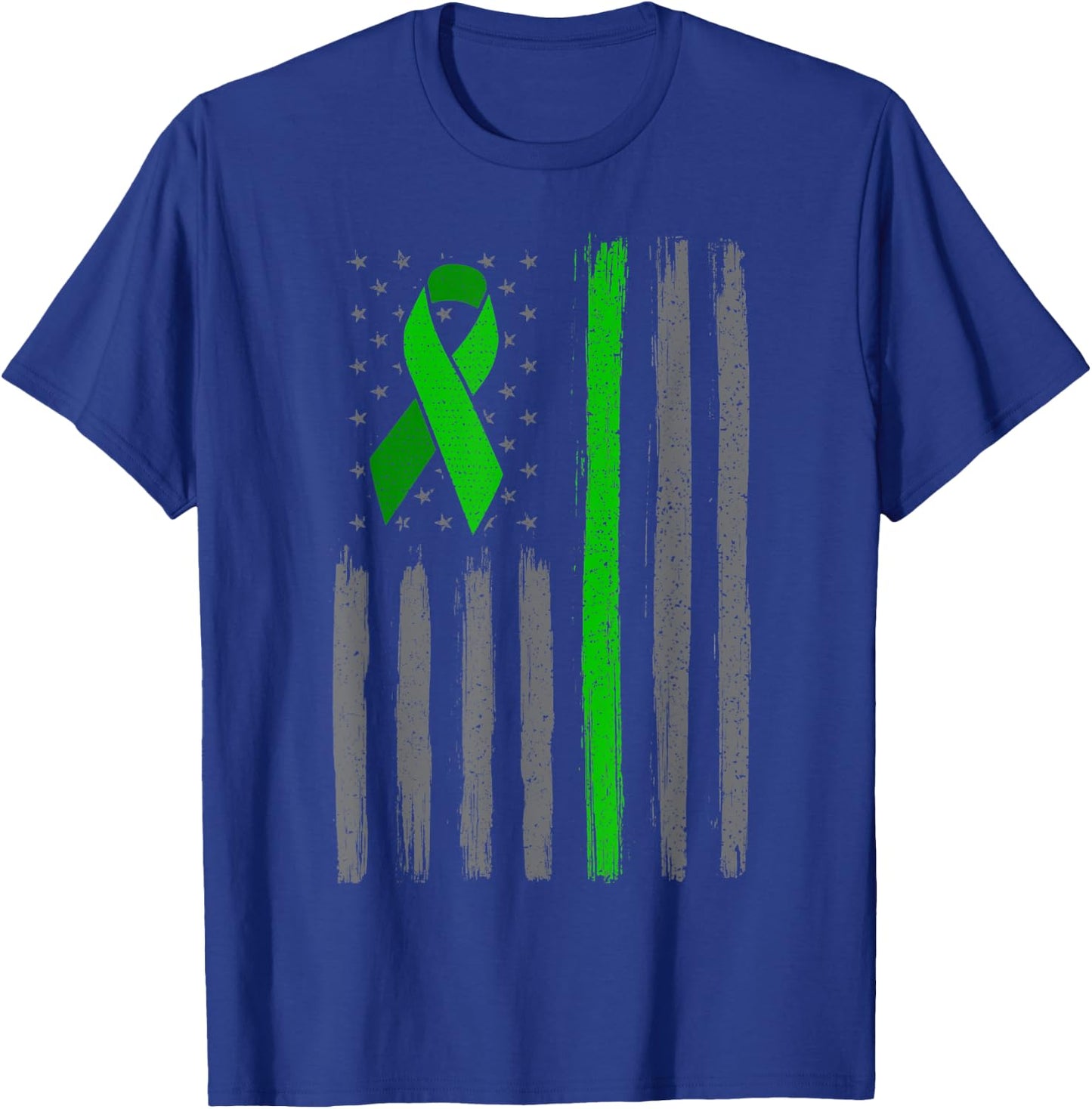 Green emerald ribbon flag liver cancer awareness T-Shirt - T-Shirt | Royal