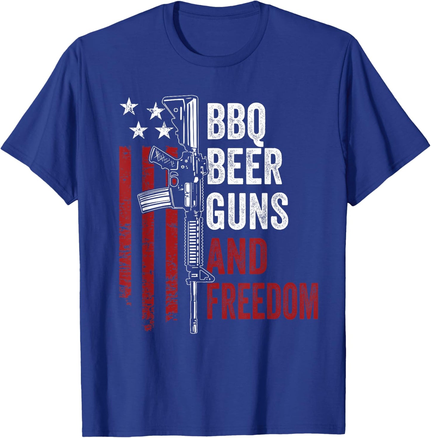 BBQ BEER GUNS & FREEDOM - Funny BBQ Drinking USA Gun Owner T-Shirt - T-Shirt | Royal