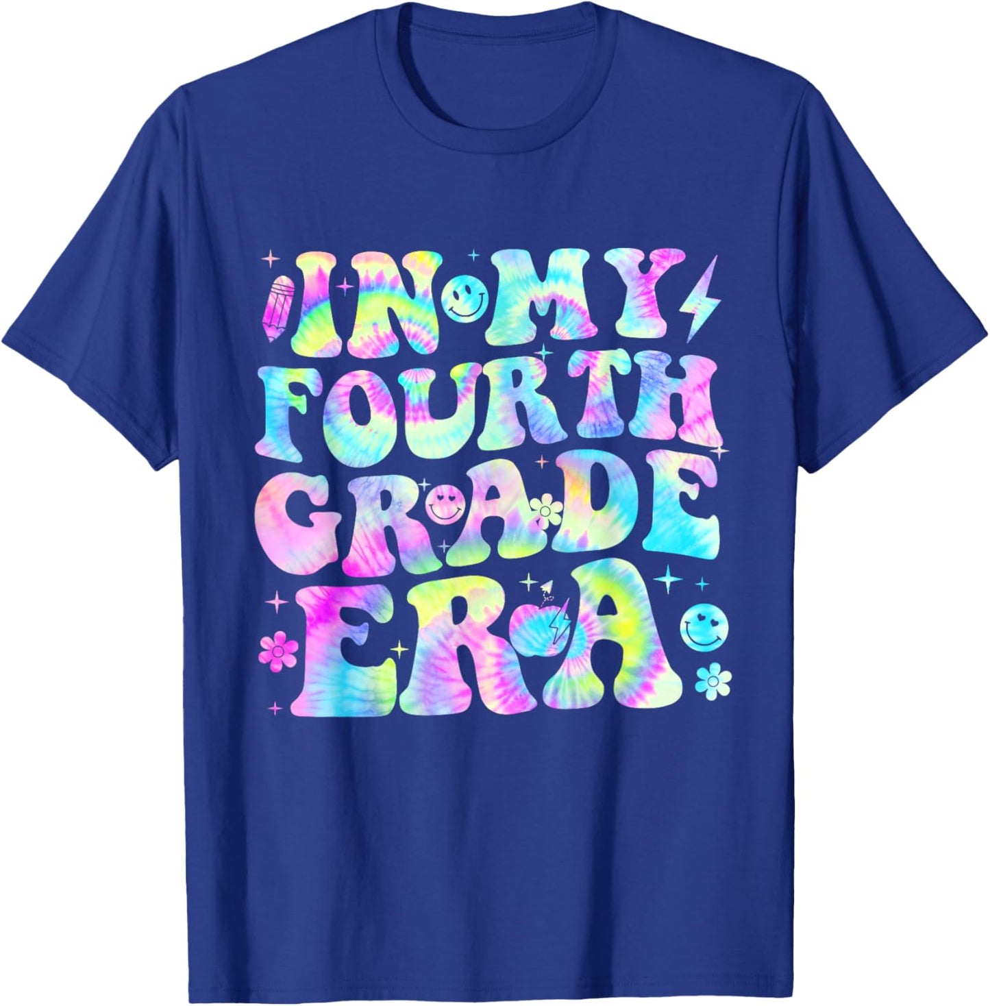 Groovy In My Fourth Grade Era First Day 4th Grade Tie Dye T-Shirt - T-Shirt | Royal