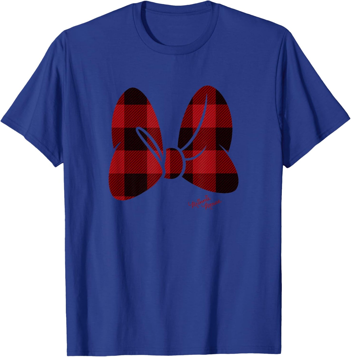 Disney Minnie Mouse Large Red Plaid Bow T-Shirt - T-Shirt | Royal