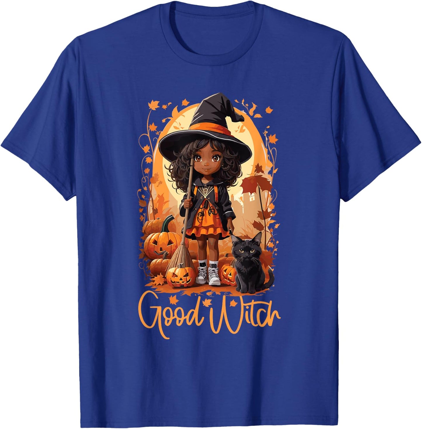Good Witch Cute Girl African American Witch Funny Halloween T-Shirt - T-Shirt | Royal