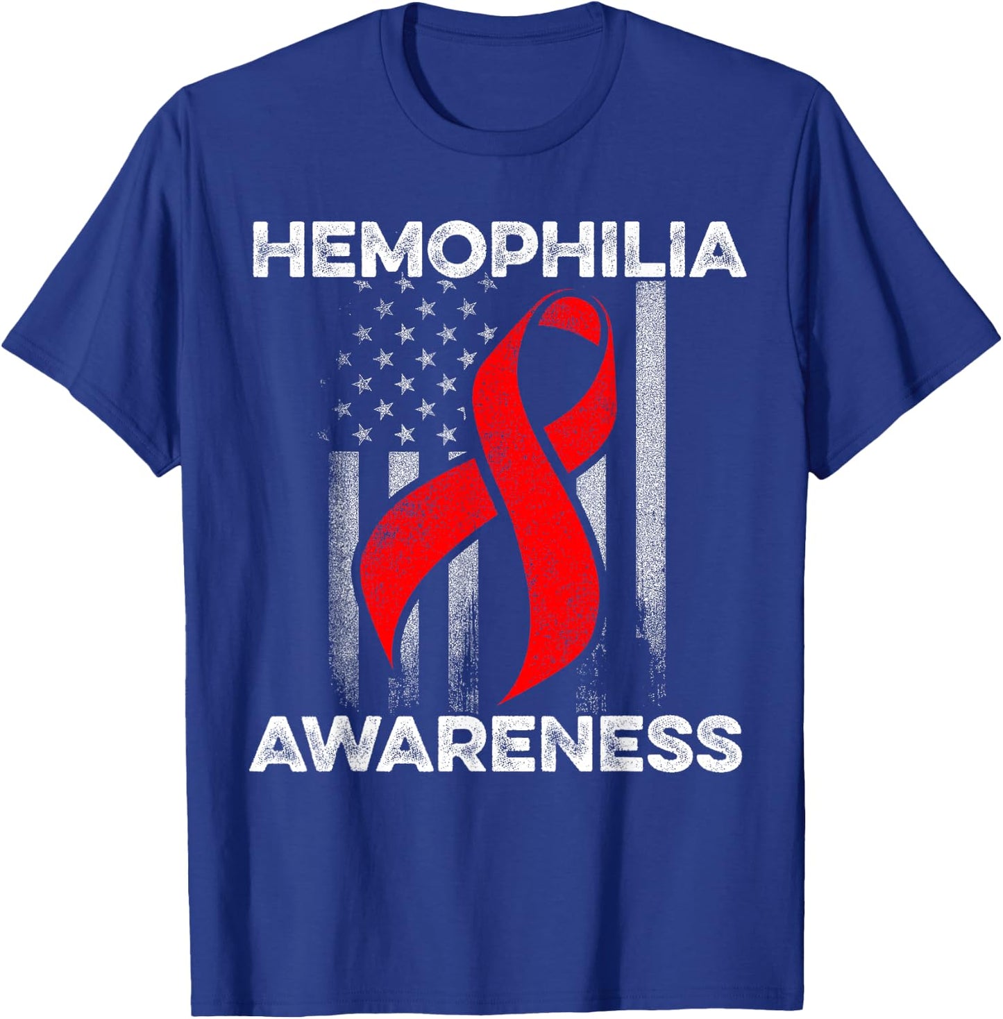 Hemophilia Awareness Survivor USA Flags Warrior T-Shirt - T-Shirt | Royal