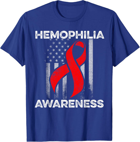 Hemophilia Awareness Survivor USA Flags Warrior T-Shirt - T-Shirt | Royal