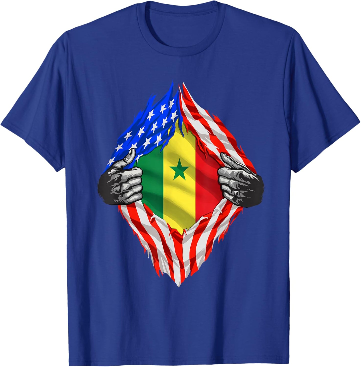 Senegal USA Senegal Flag Senegalese American Roots T-Shirt - T-Shirt | Royal