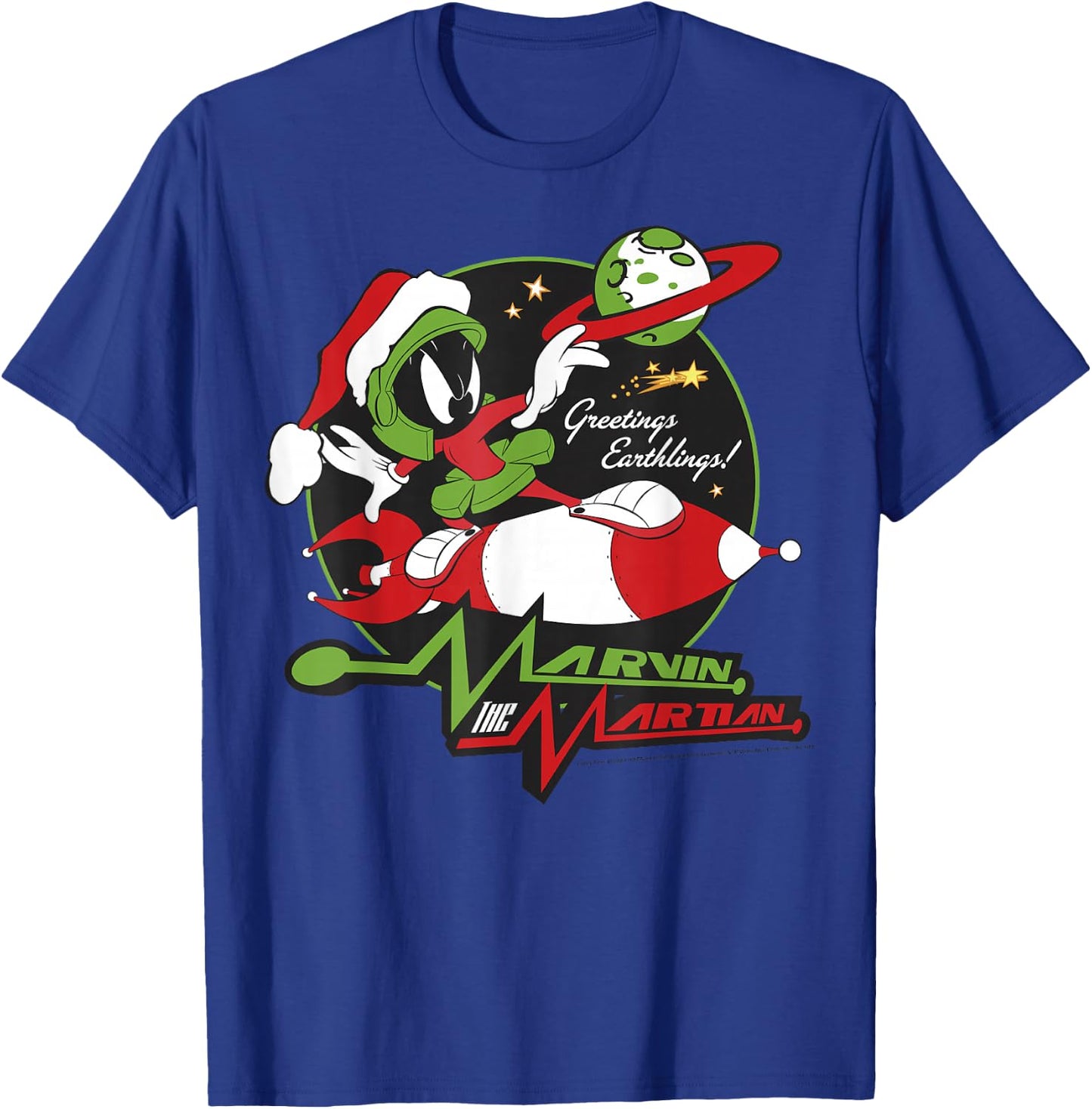 Looney Tunes Christmas Marvin The Martian Greetings T-Shirt - T-Shirt | Royal