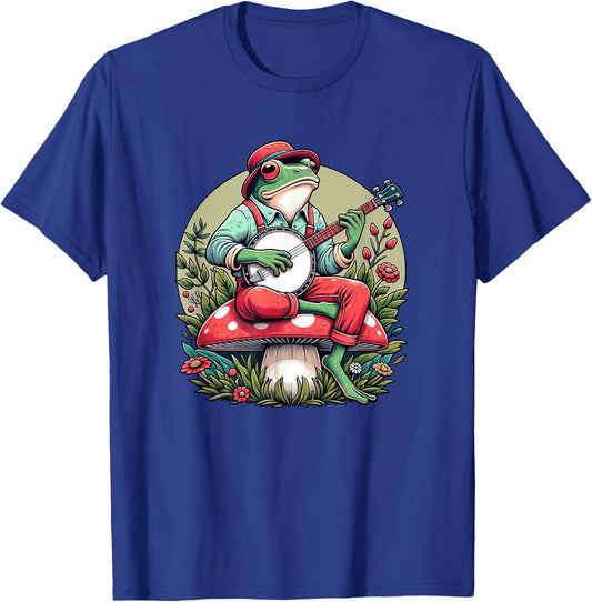 Banjo Froggy Fungi Serenade Cool Funny Frog Mystical Forest T-Shirt - T-Shirt | Royal