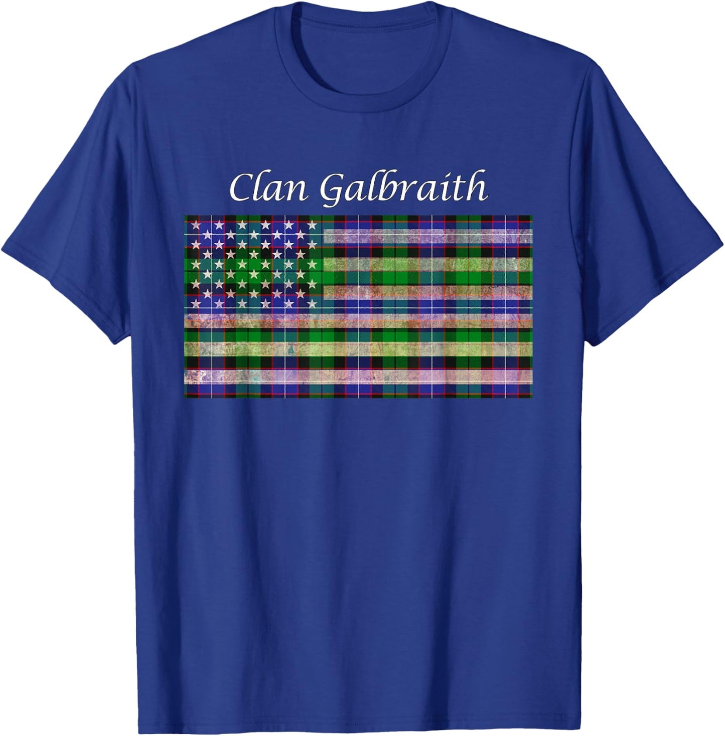Clan Galbraith Scottish Tartan American Flag T-Shirt - T-Shirt | Royal