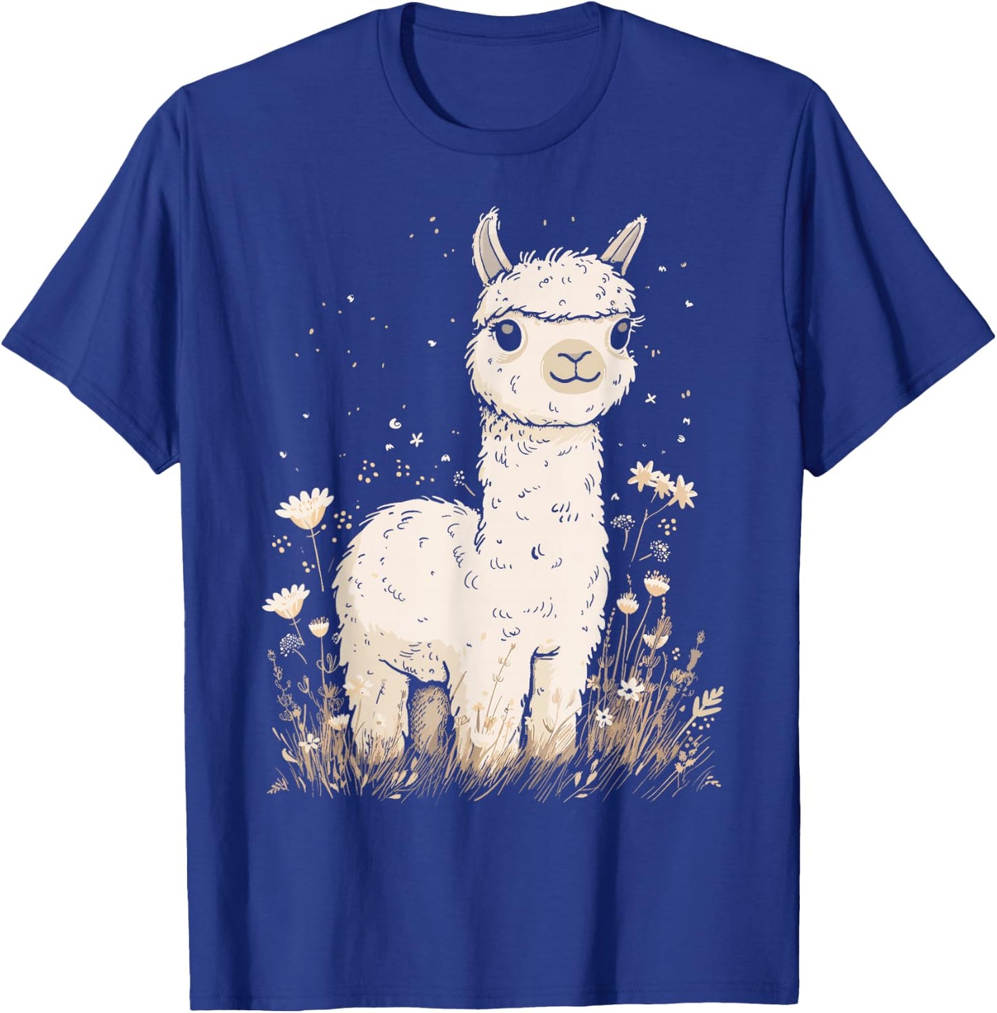 Llama Alpaca Lama Flowers Cute Adorable Baby Farm Animal T-Shirt - T-Shirt | Royal