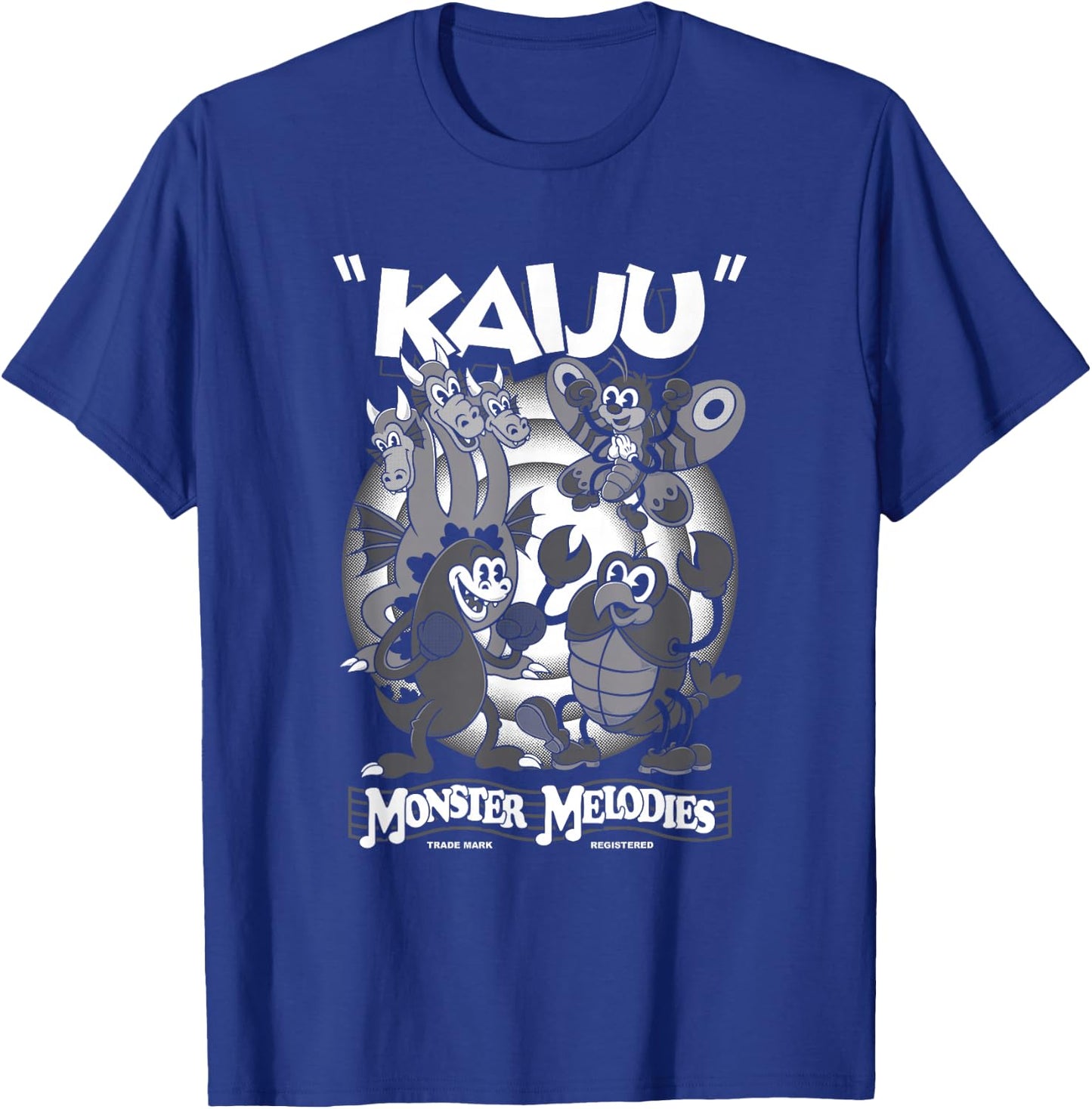 Monster Melodies - Vintage Cartoon Kaiju - Creepy Cute Goth T-Shirt - T-Shirt | Royal
