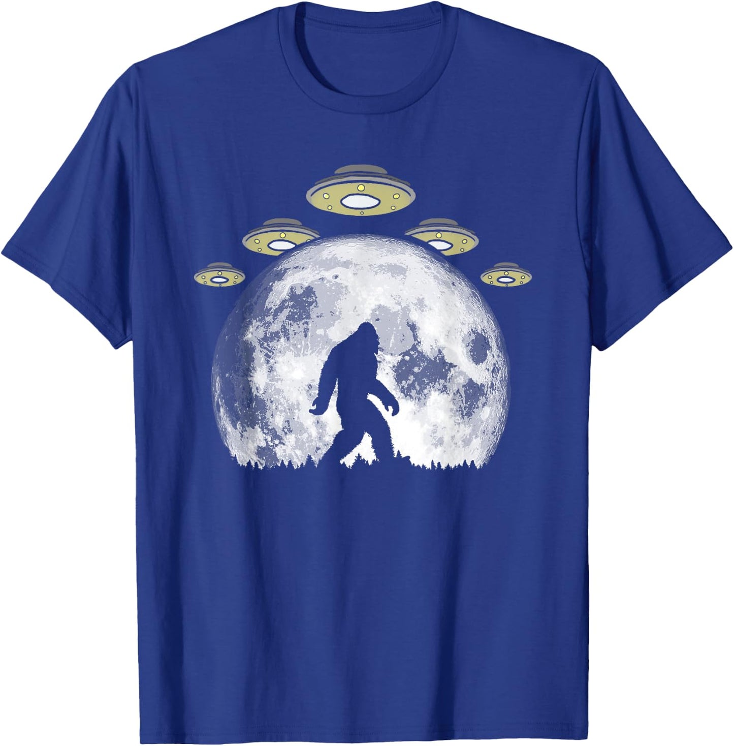 Bigfoot and UFO Armada & Full Moon T-Shirt - T-Shirt | Royal