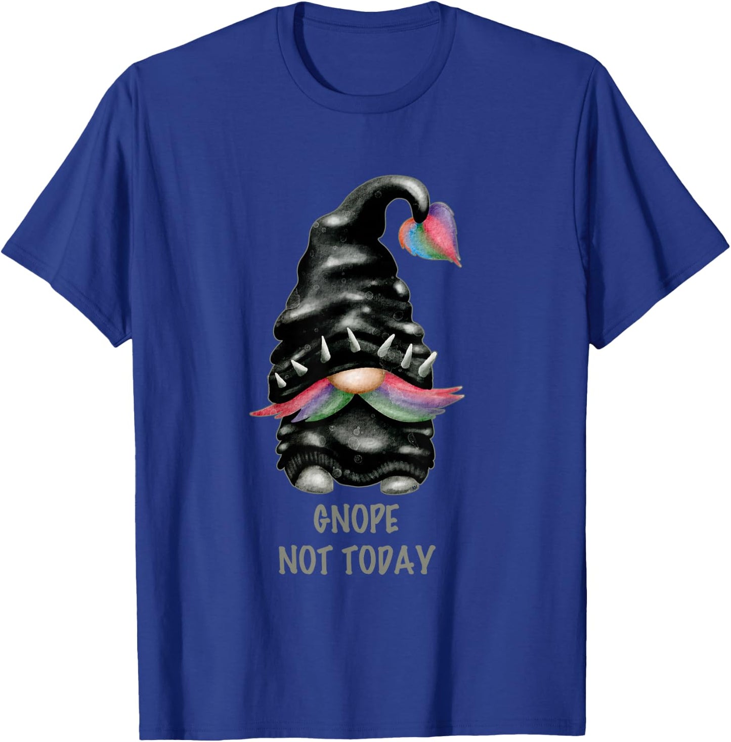 Funny Gnome Pun Punk Rock Biker Gnope Not Today T-Shirt - T-Shirt | Royal