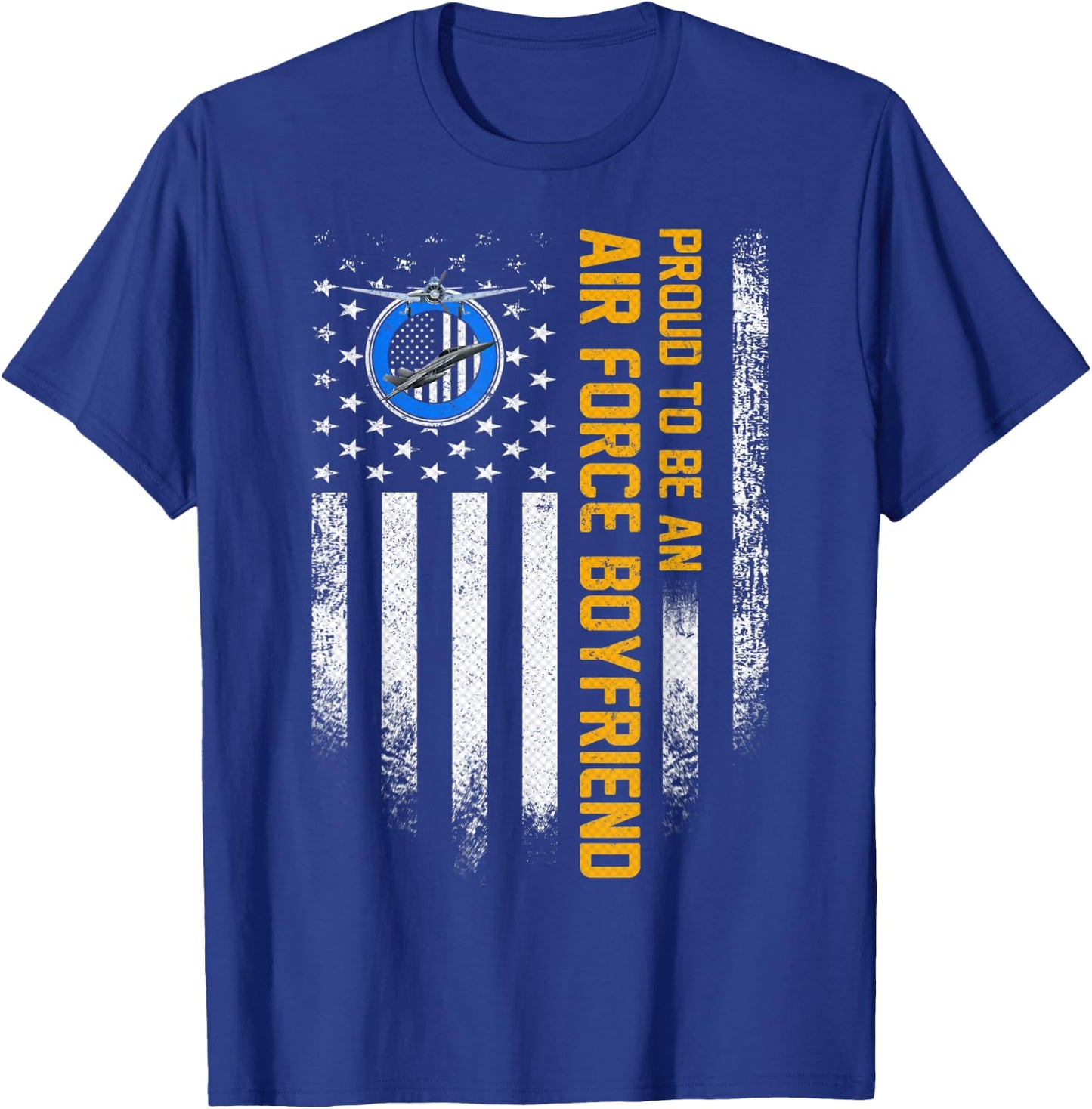 Vintage USA American Flag Proud To Be An Air Force Boyfriend T-Shirt - T-Shirt | Royal