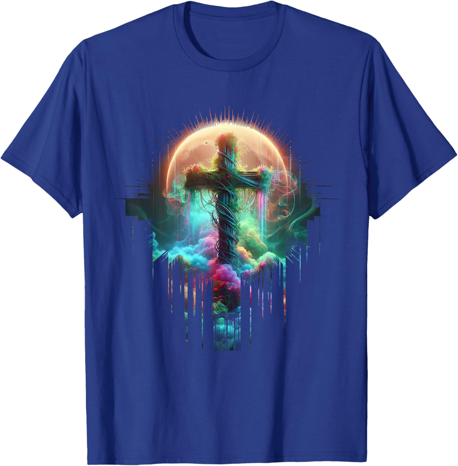 Christian Cross I am the Vine You are the branches Vibrant T-Shirt - T-Shirt | Royal
