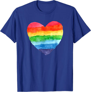 Heart Rainbow Watercolor Cute T-Shirt - T-Shirt | Royal