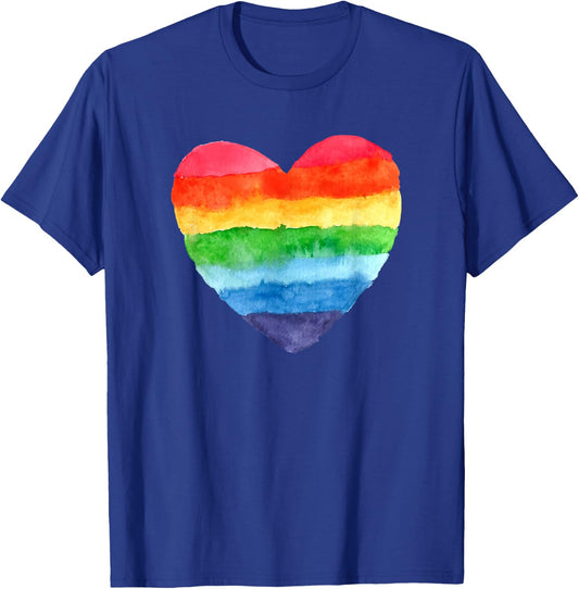 Heart Rainbow Watercolor Cute T-Shirt - T-Shirt | Royal