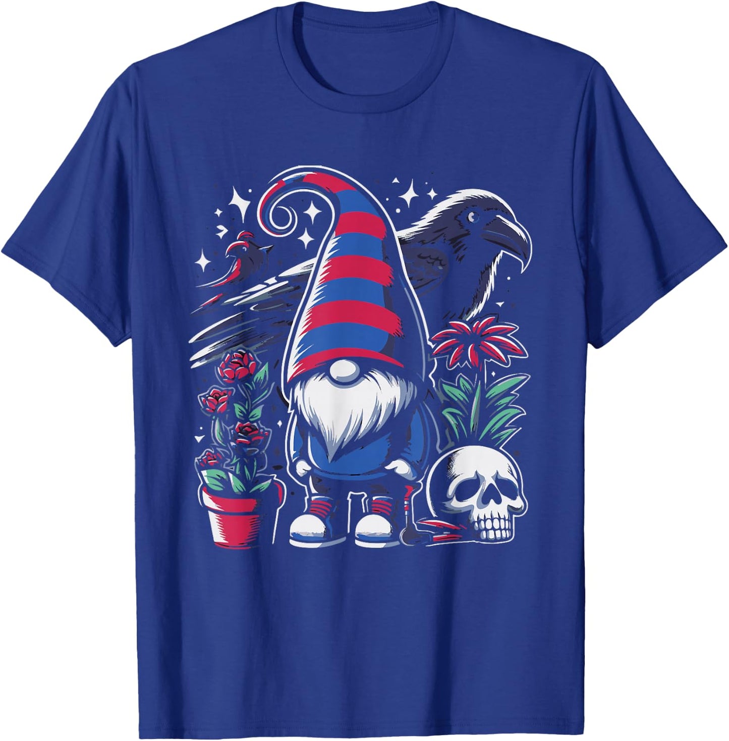Gnome Raven Crow Bird Skull Emo Goth Gothic Punk T-Shirt - T-Shirt | Royal