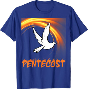 Pentecost Doves Fire Flame Holy Spirit T-Shirt - T-Shirt | Royal