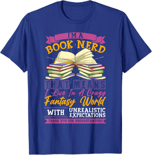 Book Lover Shirt Co I'm A Book Nerd Adult Black Small T-Shirt - T-Shirt | Royal