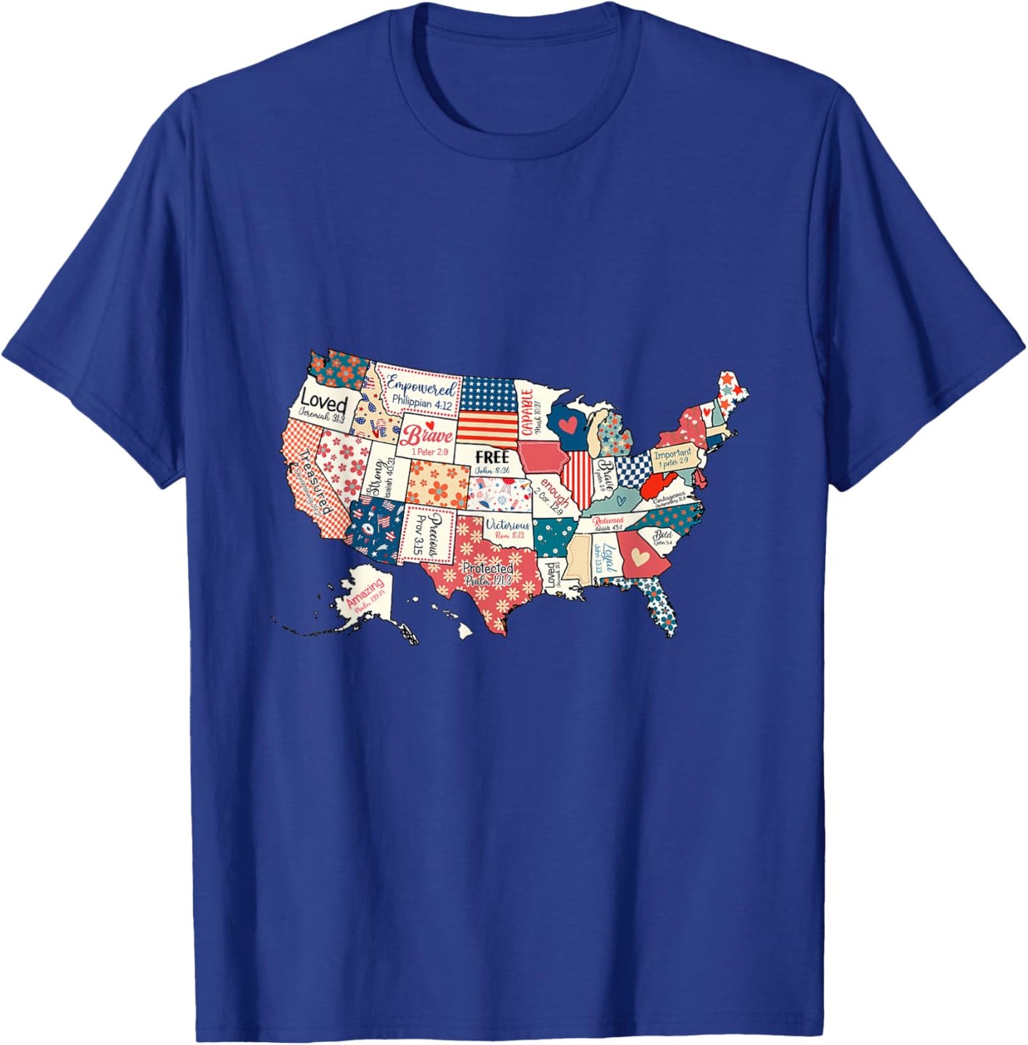 US Map Bible Verses Natural Infant Christian Faith Men Women T-Shirt - T-Shirt | Royal