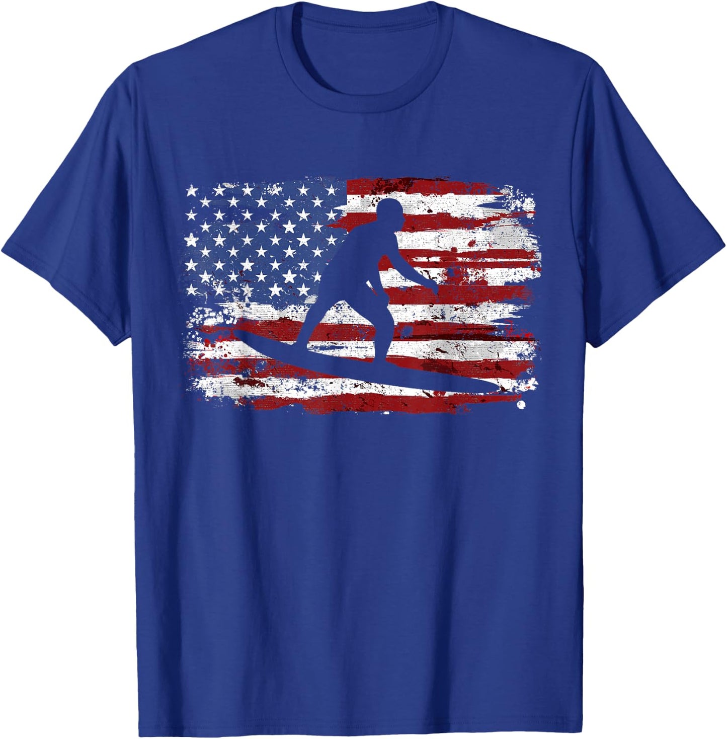 Surfing Surfer USA Flag Vintage T-Shirt - T-Shirt | Royal