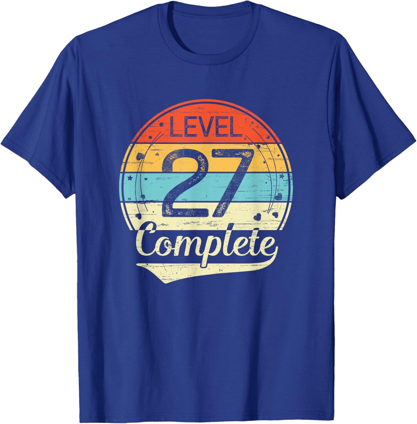 Level 27 Complete Retro 27th Wedding Anniversary T-Shirt - T-Shirt | Royal