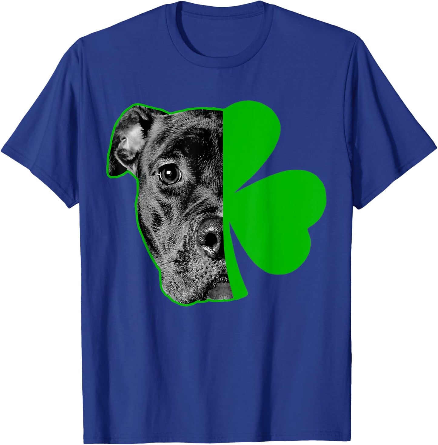 Pitbull Love and Lucky Irish Shamrock Saint St Patricks Day T-Shirt - T-Shirt | Royal
