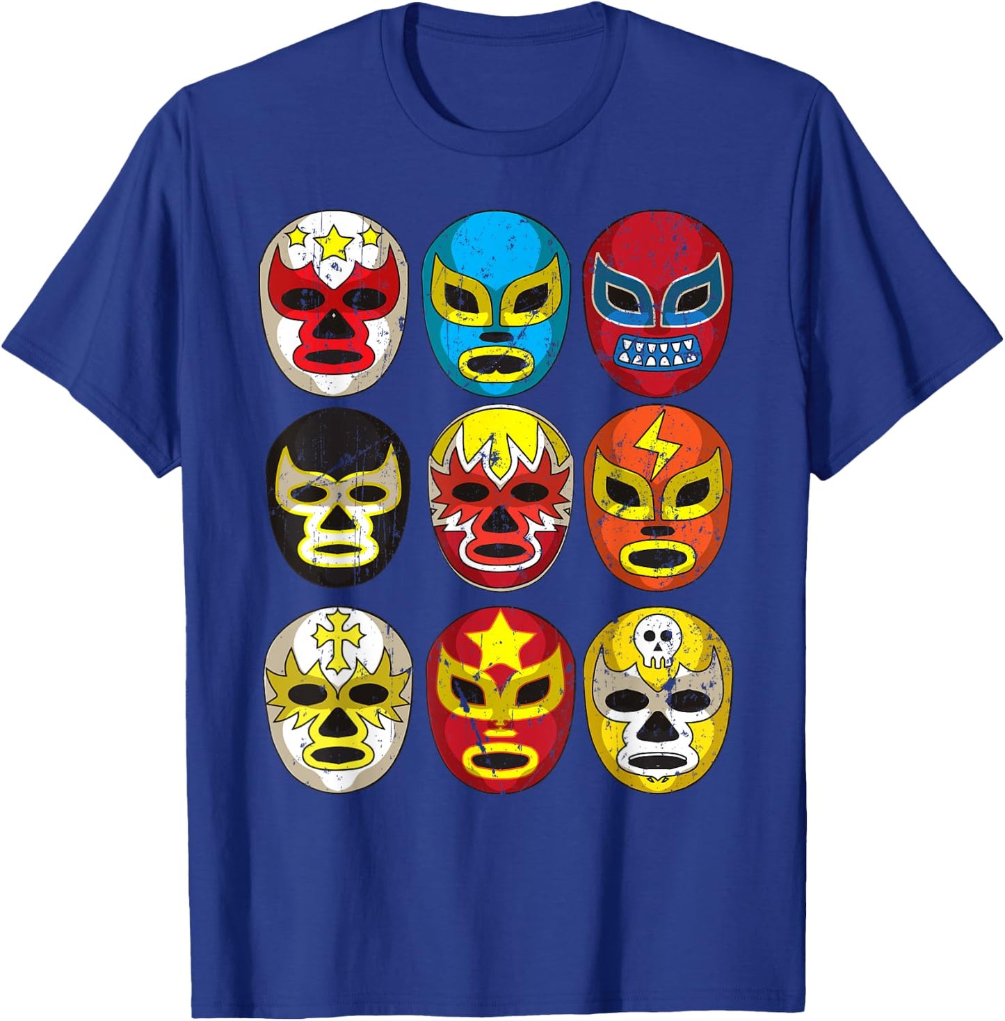 Cool Lucha Libre Wrestlers Masks | Funny Wrestling Gift Fan T-Shirt - T-Shirt | Royal