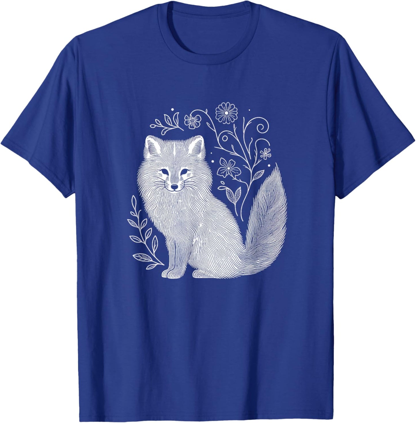 Vintage Arctic Fox Flower Art Design and Men T-Shirt - T-Shirt | Royal