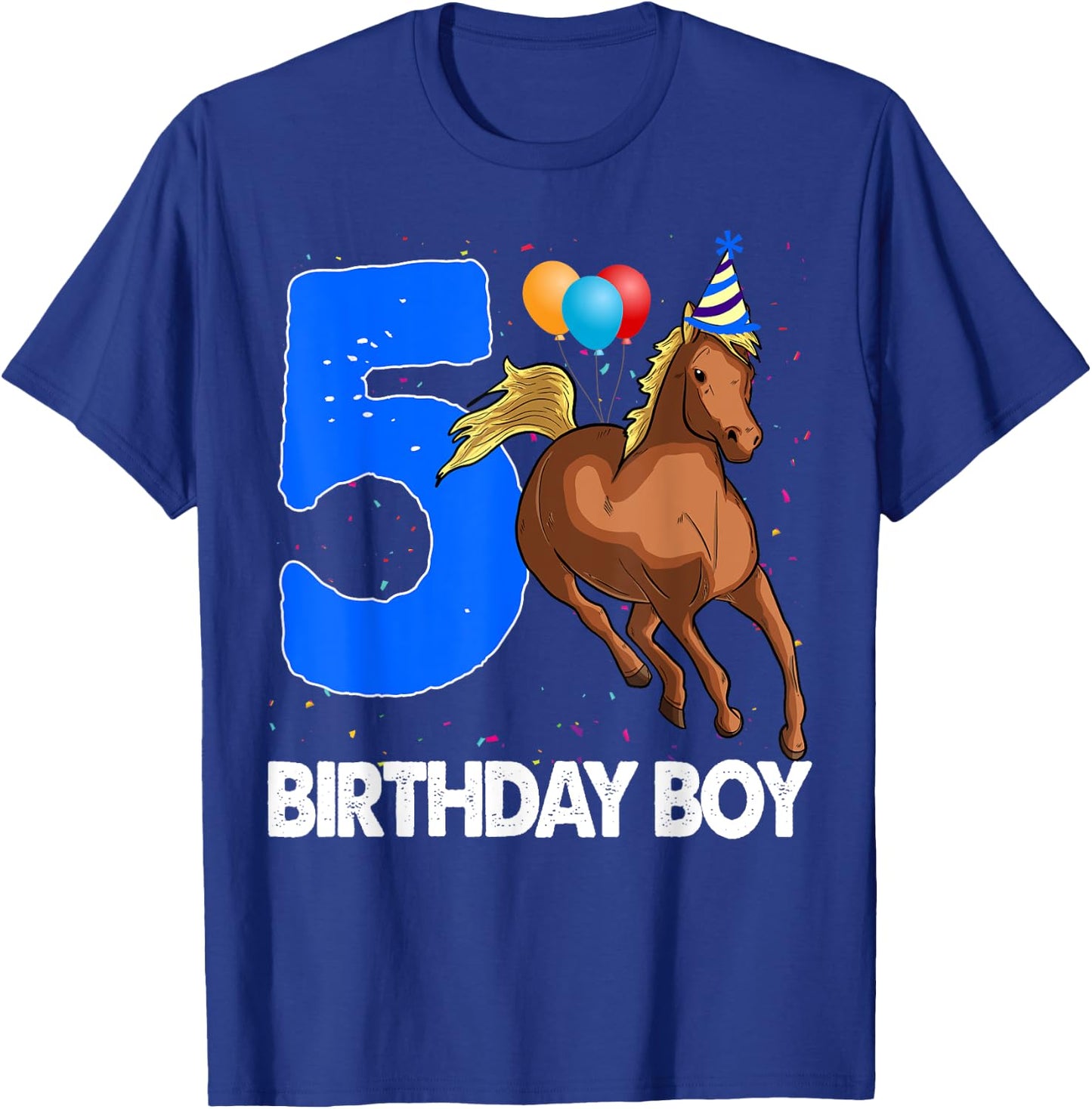 Birthday Boy 5 Riding Rider Shirts Horse Love Party T-Shirt - T-Shirt | Royal