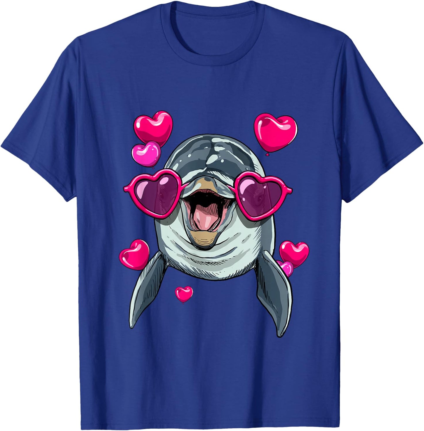 Dolphin Valentine Shirt Heart Sea Animal Whale Dolphin Lover T-Shirt - T-Shirt | Royal