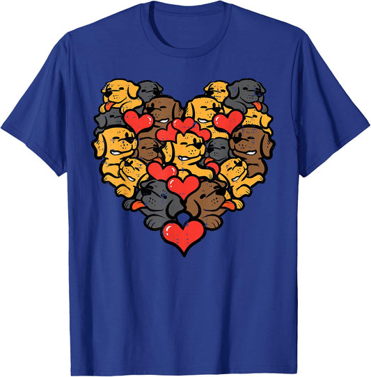 Valentines Day Heart Shape Dog Faces Puppies Men Women Kids T-Shirt - T-Shirt | Royal